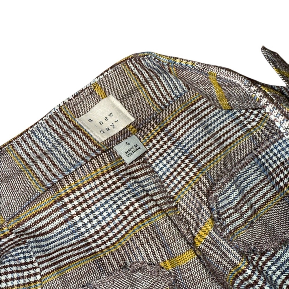 A NEW DAY Plaid Belted High Waisted Wide Leg Trouser Pants - Picture 5 of 5